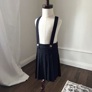 Pastel Navy Pleated Suspender Skirt - 3